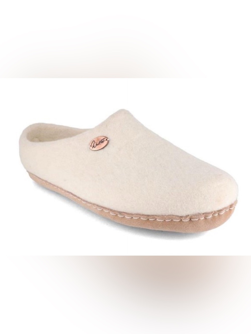 WOOL FIT EU 38 US 7 Footprint All Season Wool Felt Slippers in Sheep White Cream